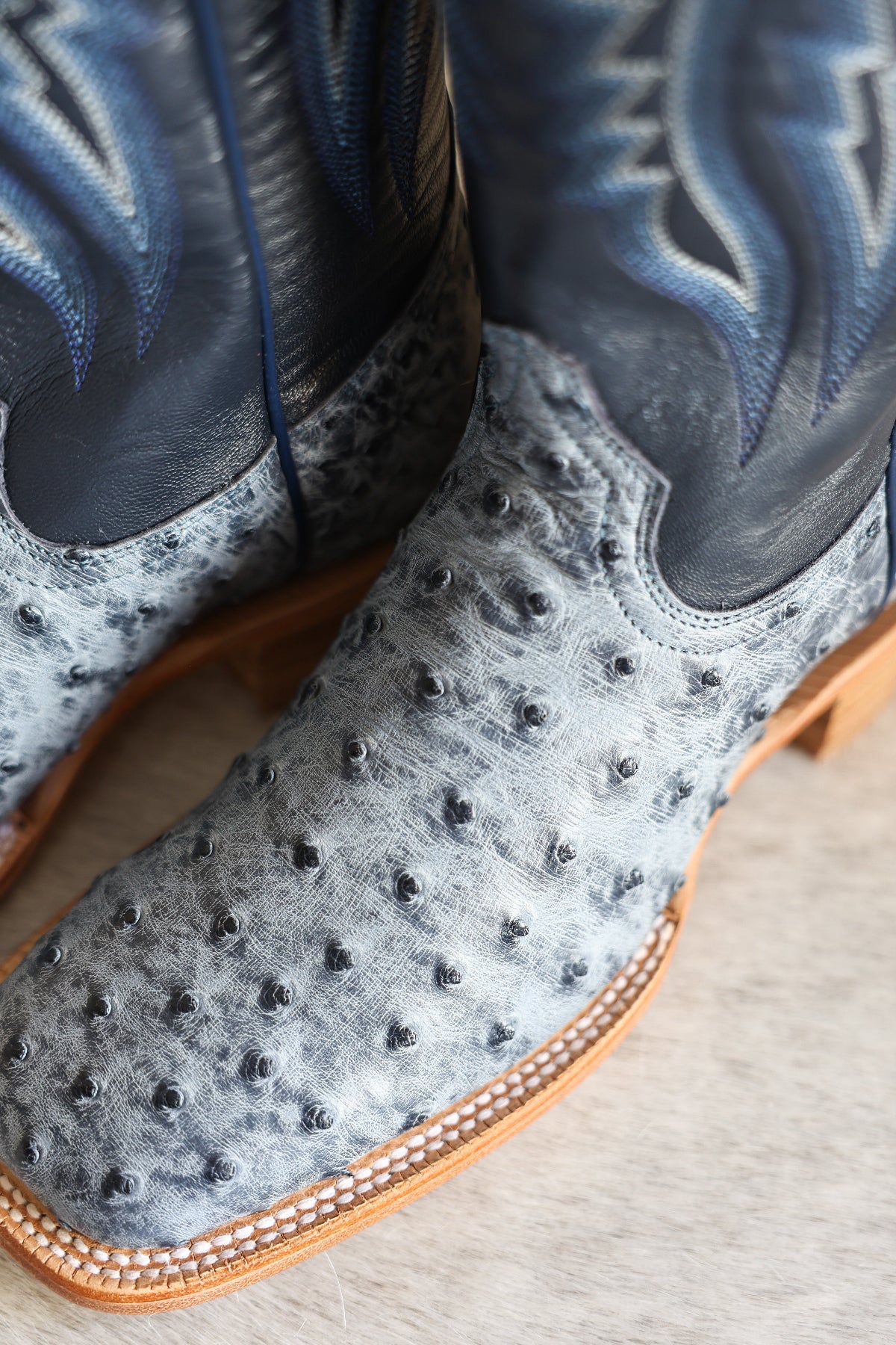 R Watson Mens Ostrich Denim Boot