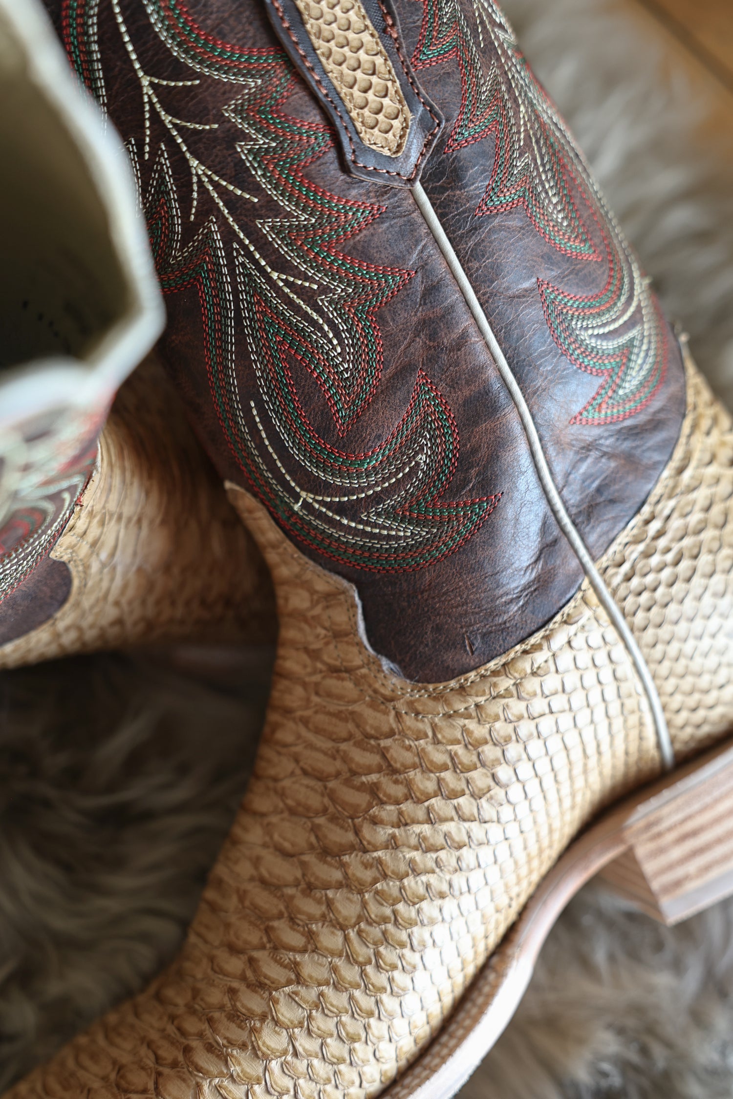 R Watson Mens Python Wide Square Boots