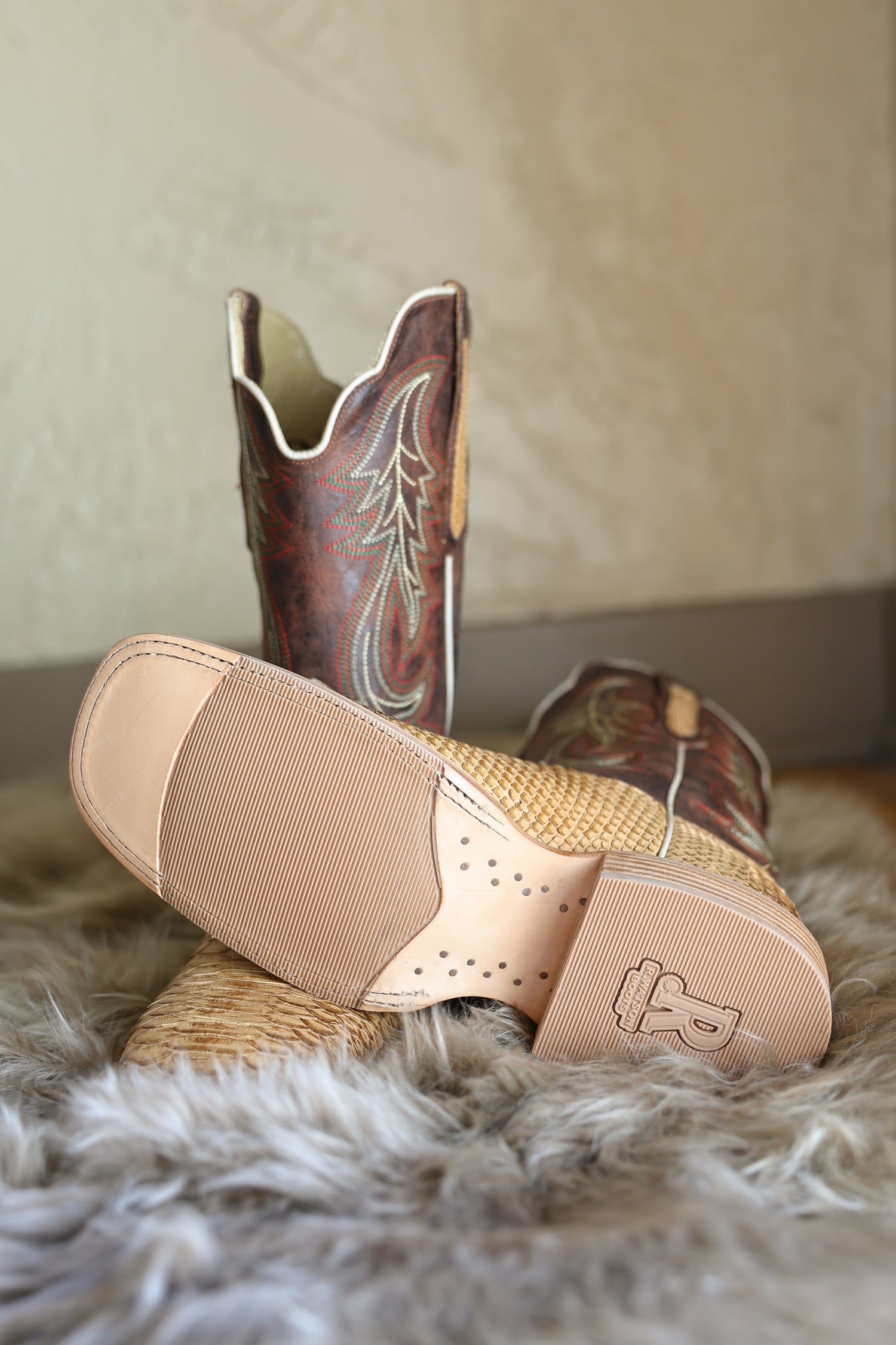 R Watson Mens Python Wide Square Boots