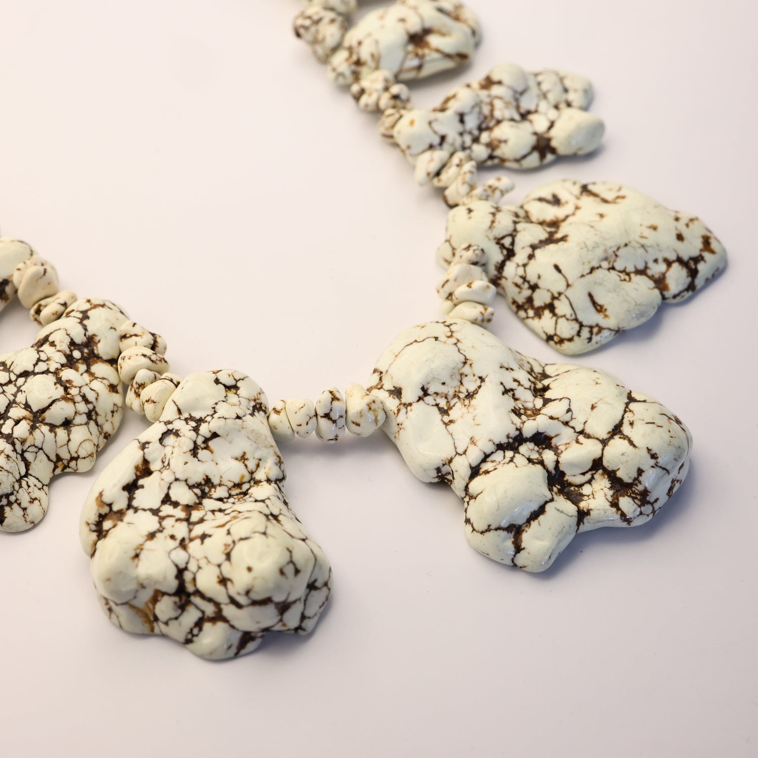 Vintage White Magnesite Turq Chunk Necklace