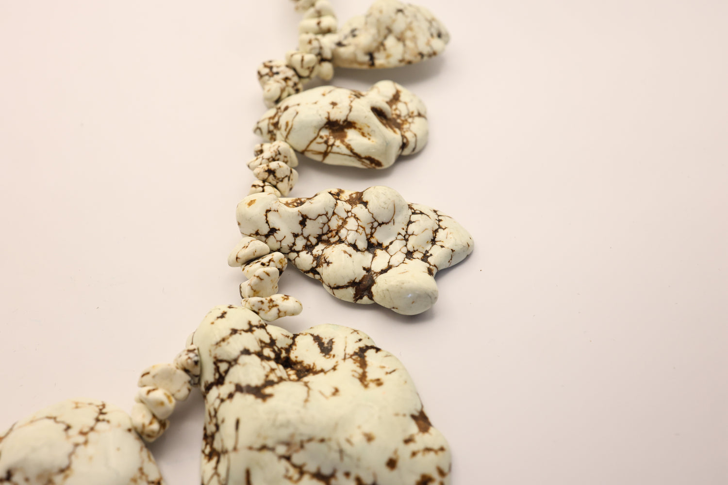 Vintage White Magnesite Turq Chunk Necklace