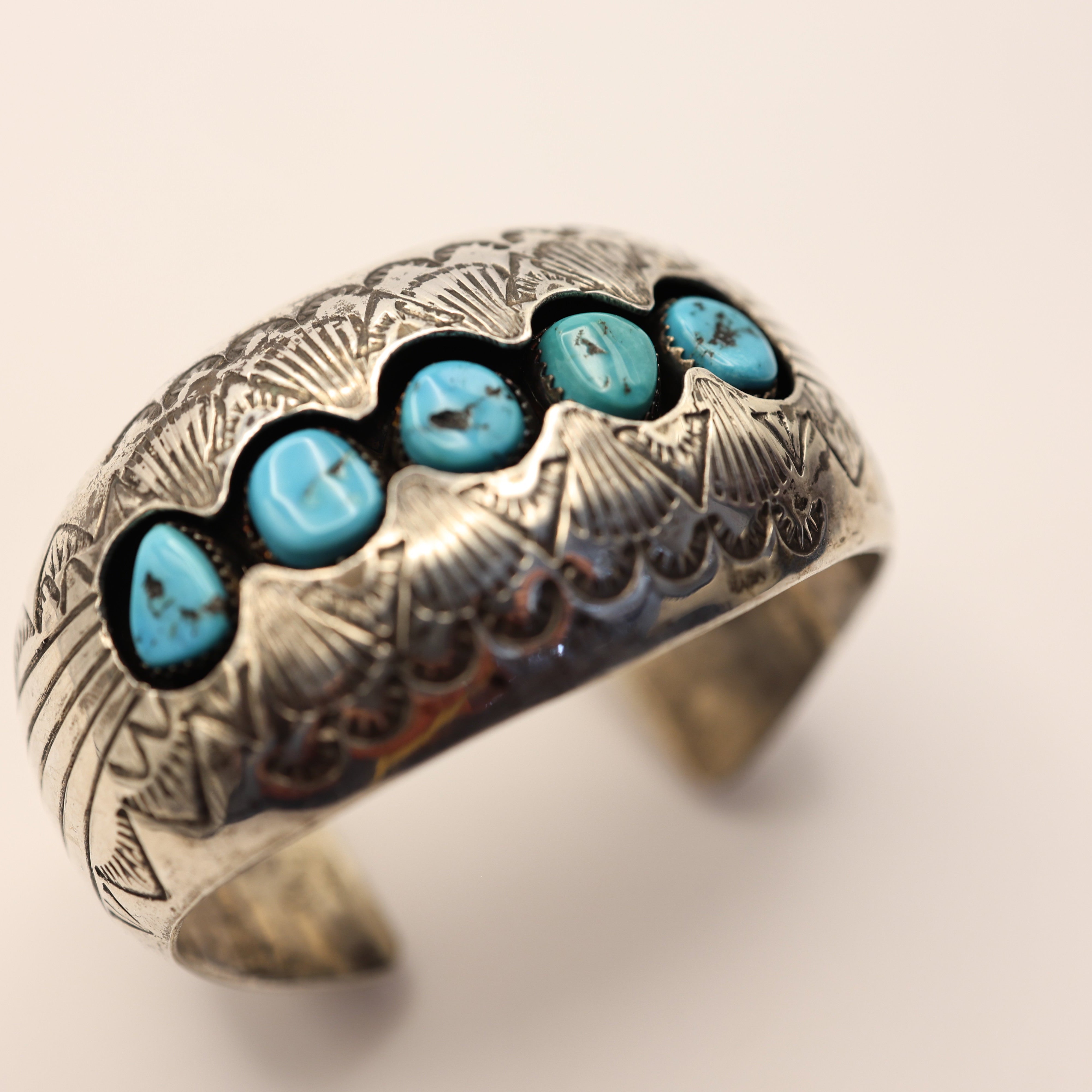 Indian P.BENALLY パメラ・ベナリー ターコイズブレスレット P. Benally VTG Navajo Native American Turquoise Cluster