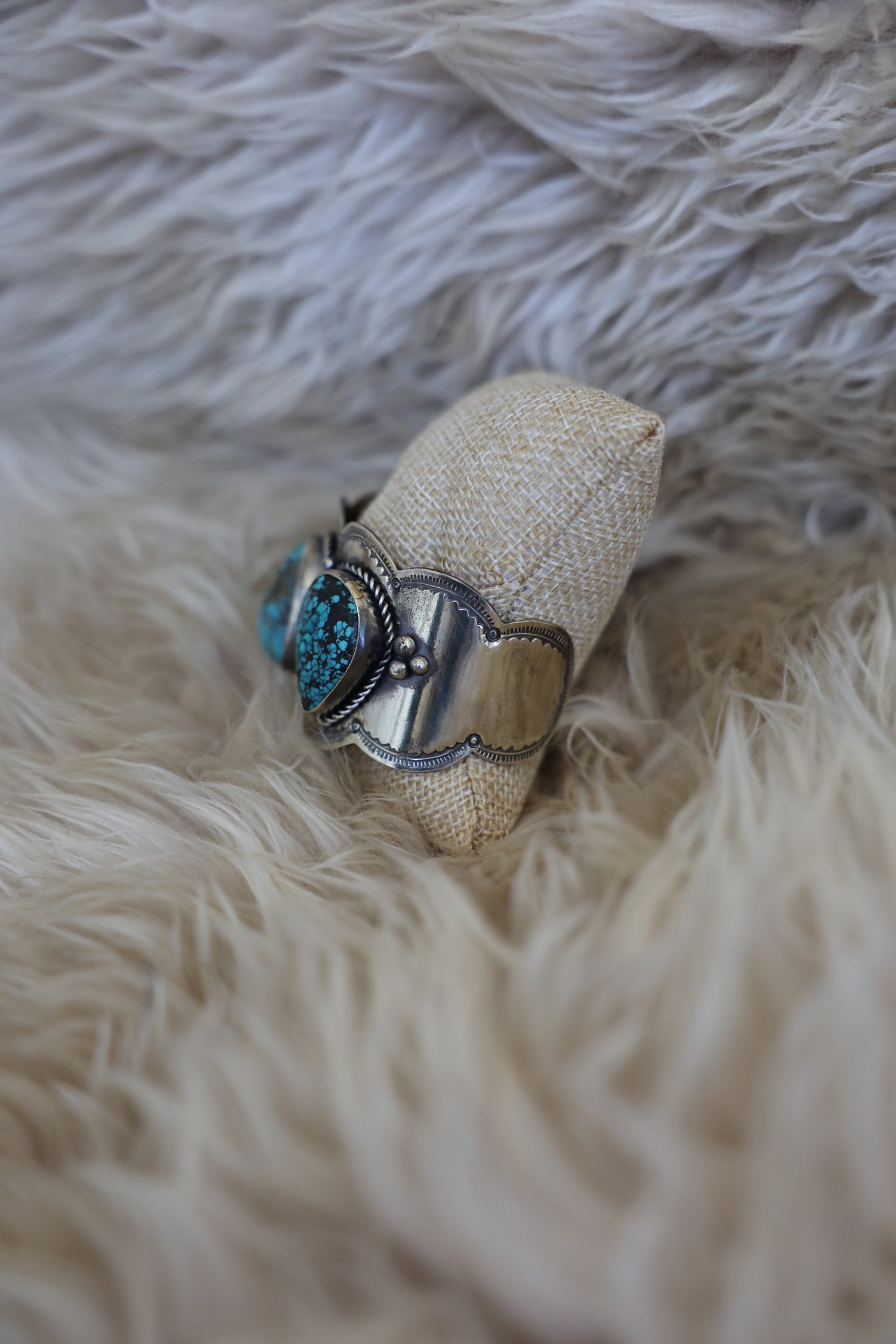 Paige Wallace 3 Oval Stone Scallop Turquoise Cuff