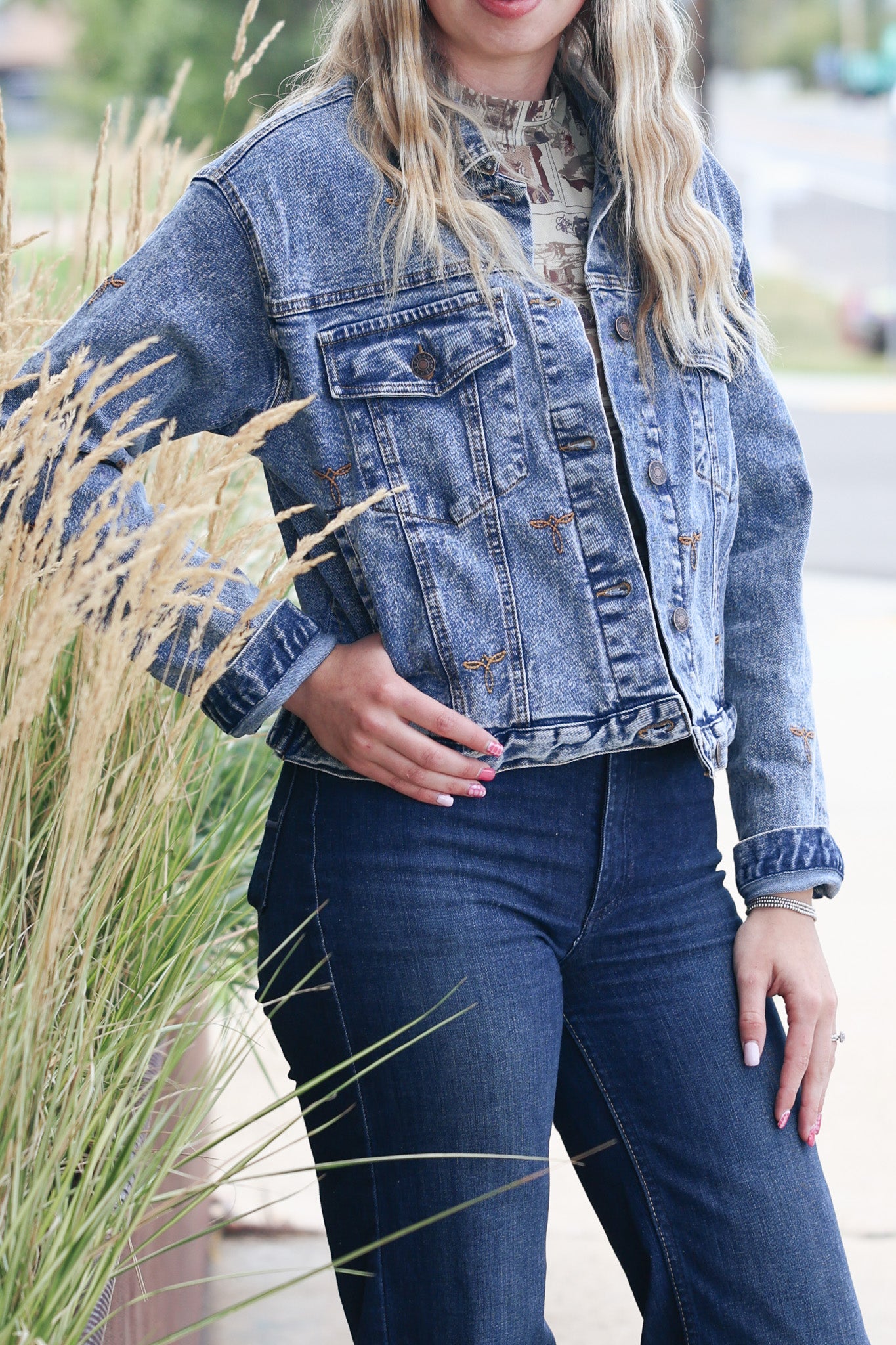 Boots Stitch Denim Trucker Jacket