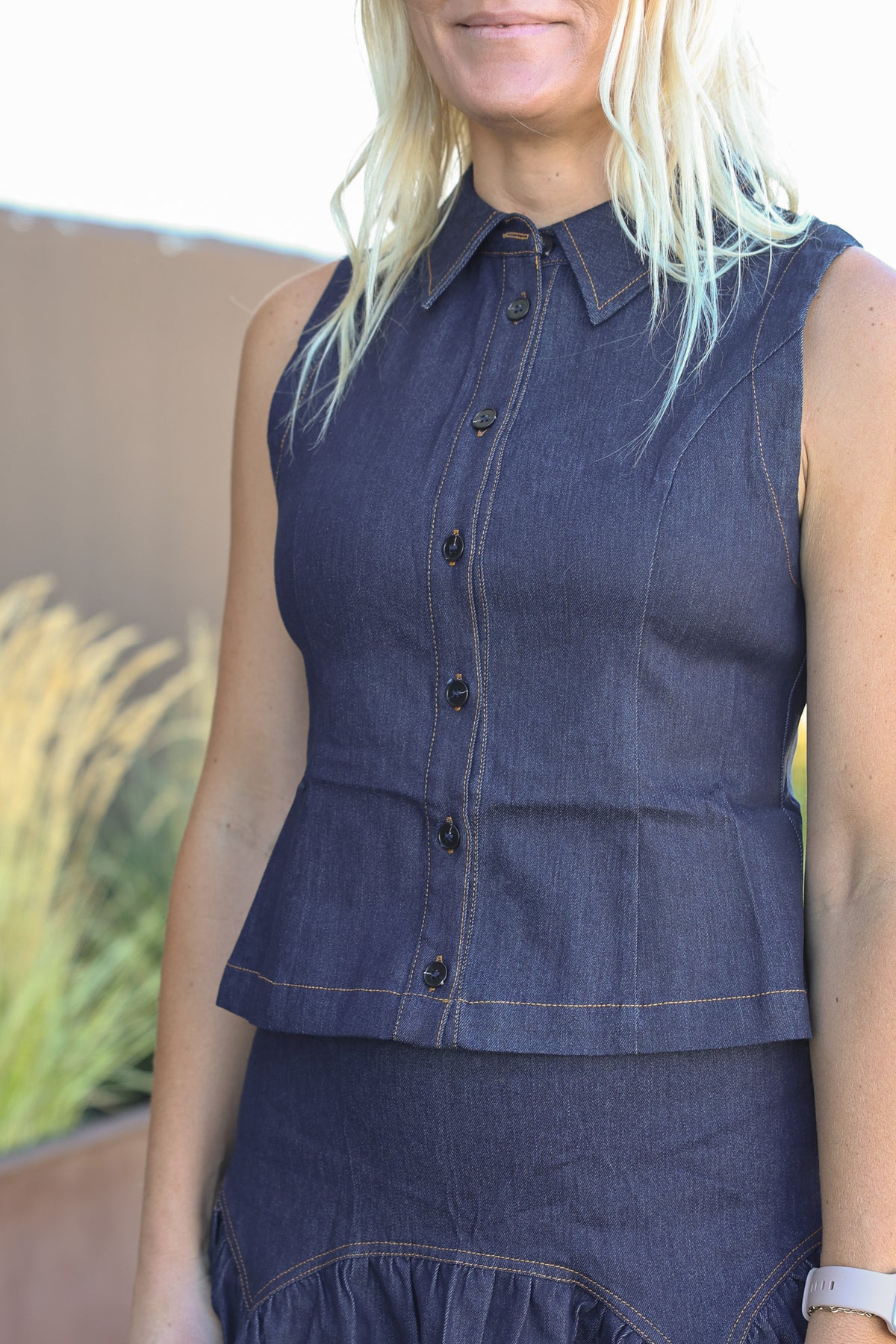 Rita Denim Top and Midi Skirt Set