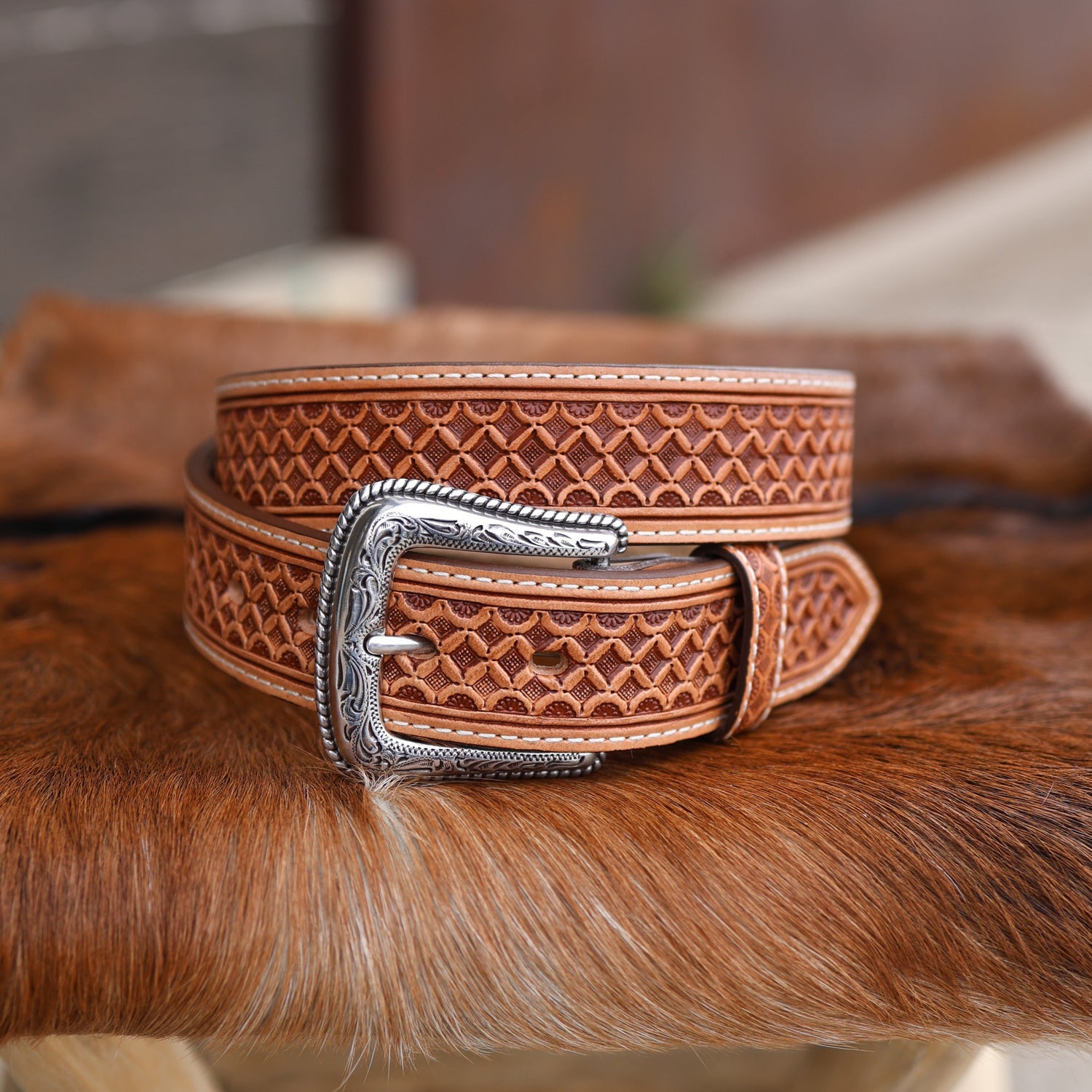 Nocona Sq Nocona Square Basket Weave Belt natural brown unisex universal mens womens teens at Boltranchstore.com