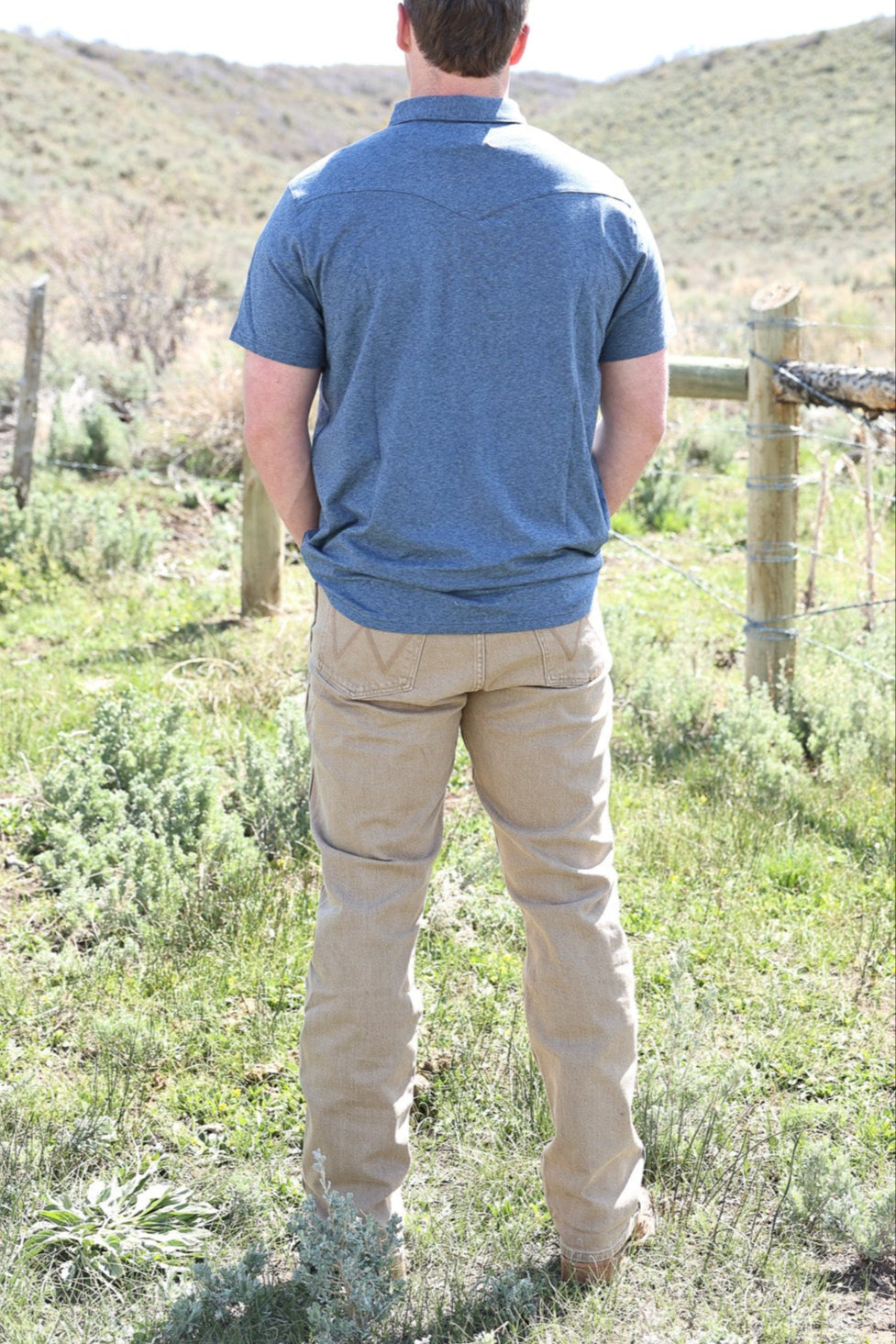 Ariat Mens Retro Western Snap Polo blue short sleeve mens shirt at boltranchstore.com free shipping ariat