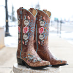 Macie Bean Never Promised You A Rose Garden Womens Boot brown cowboy boots with floral embroidery in stock womens cowboy boots floral 