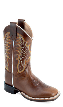Old West Kids Brown Square Toe Boots
