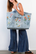 Really Big Blossom Tote Billy T denim bag jumbo beach bag floral embroidery Boltranchstore.com Free Shipping