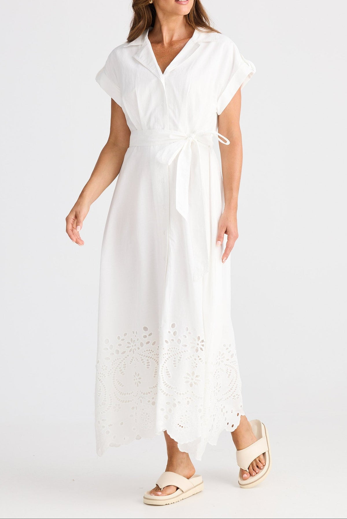 Womens Versailles Dress free shipping at boltranchstore.com womens short sleeve white tie waist dress formal lace bottom detail