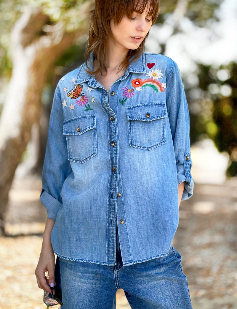 Billy T Happy Place Denim Shirt