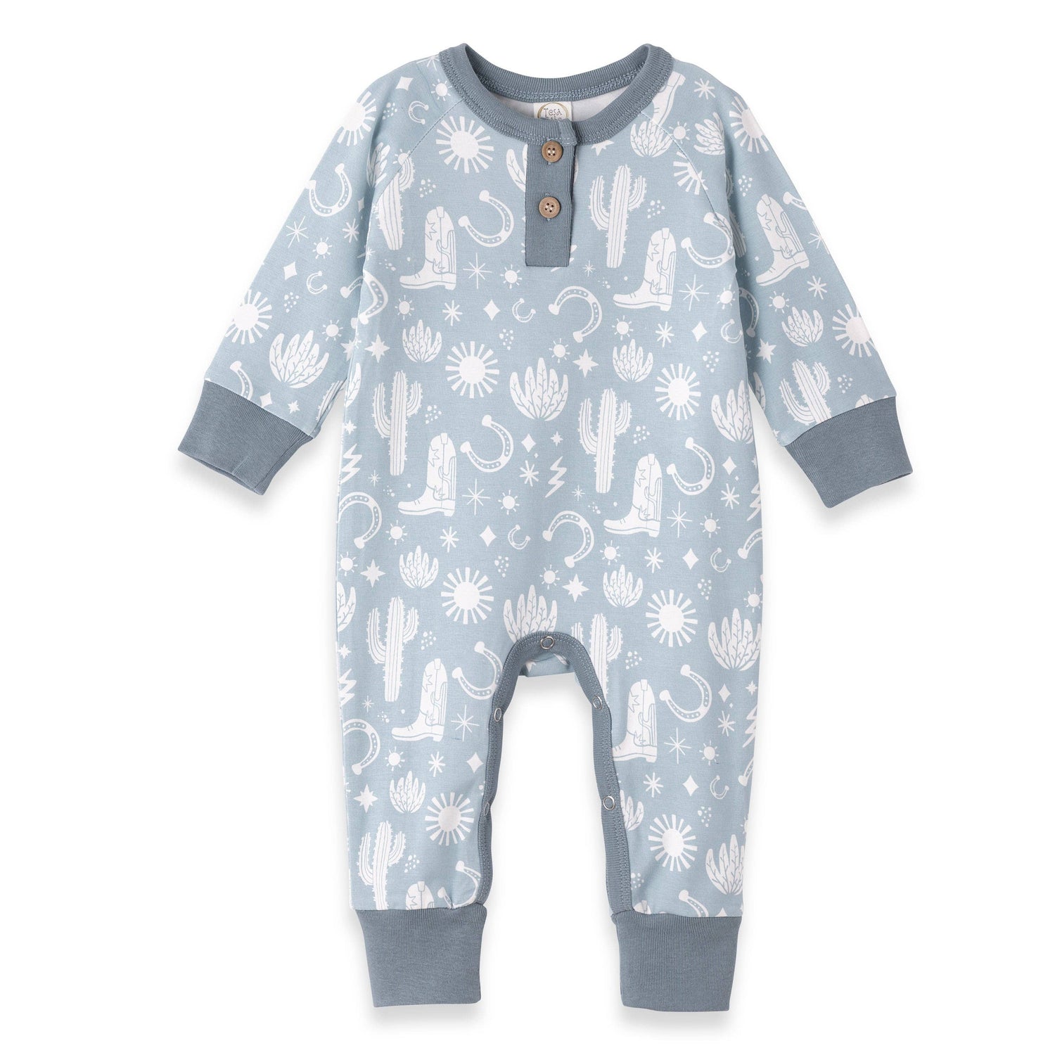 Baby Boy's Wild West Henley Romper order today at boltranchstore.com