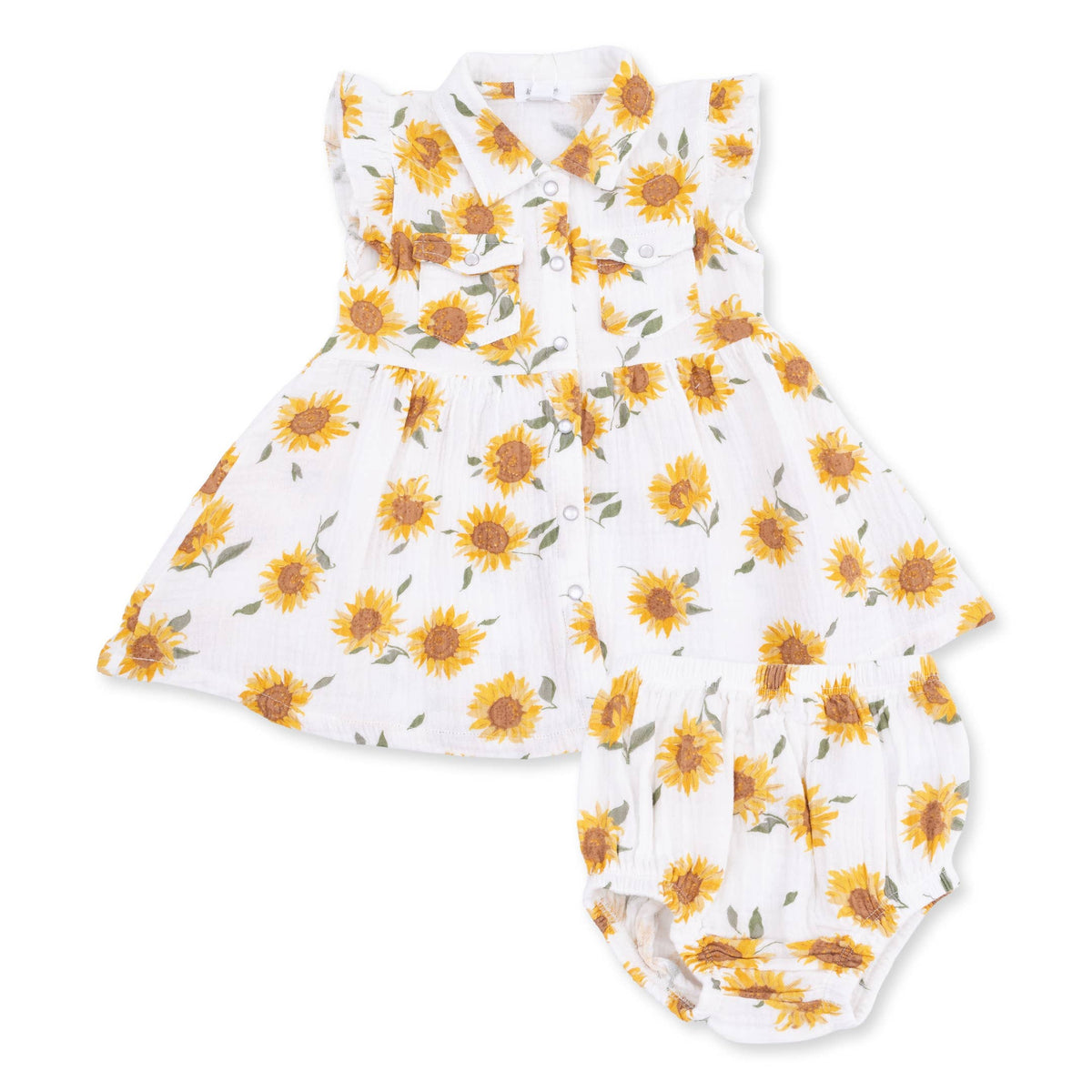 Baby Sunflower Western Pearl Snap Dress & Bloomer shop at boltranchstore.com