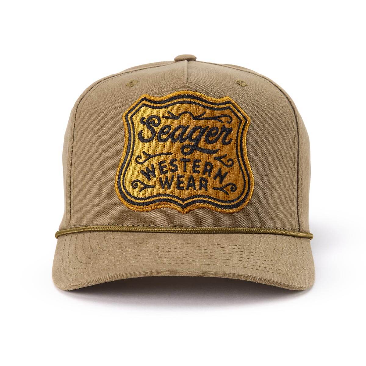 Seager Badge Snapback Olive badge patch front and center ranch wear