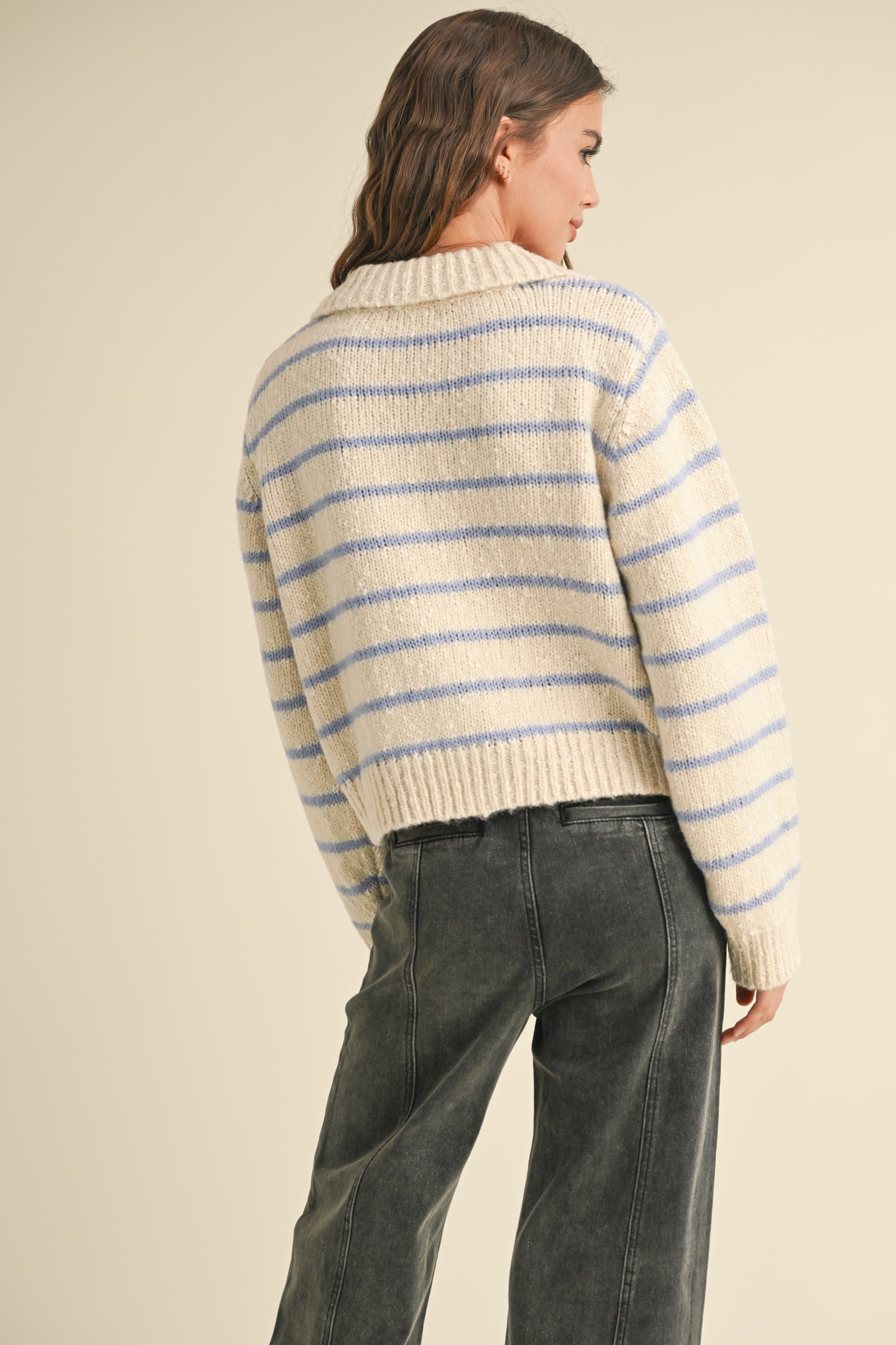 Belinda Button Striped Knitted Cardigan