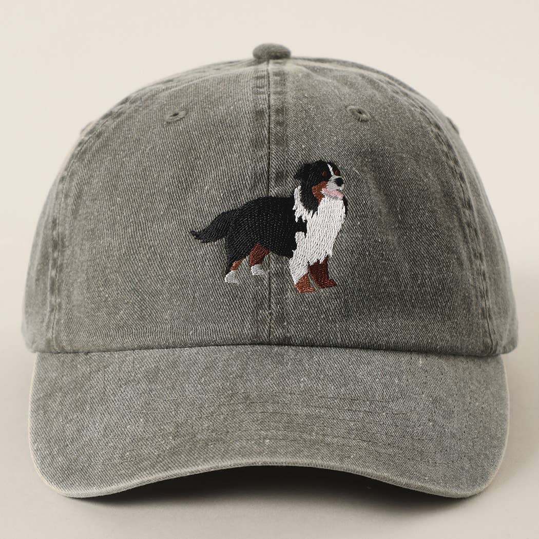 Bernese Mountain Dog Baseball Hat an olive at with an embroidered Bernese Mountain Dog at boltranchstore.com