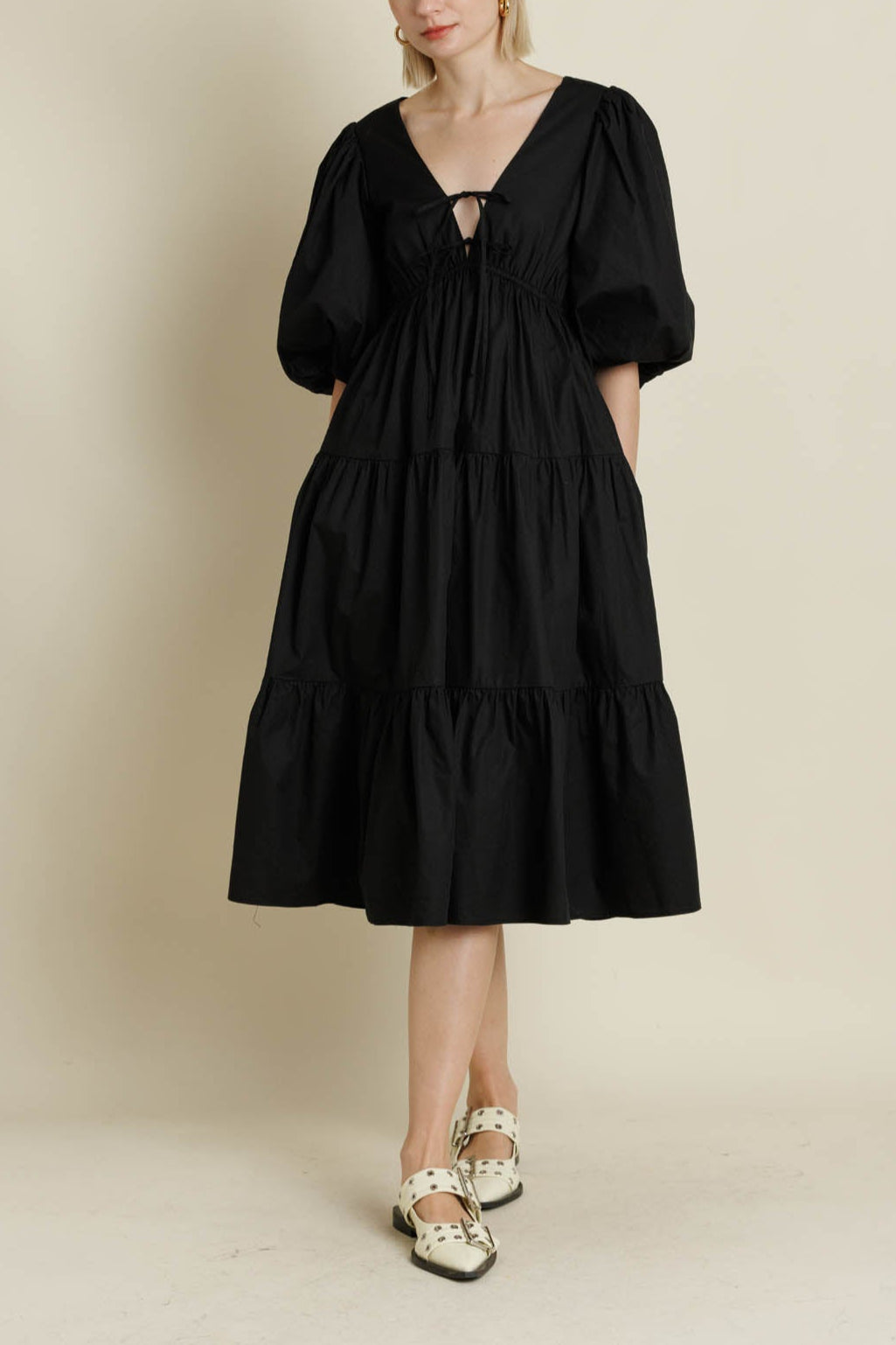 Betsy Tiered Midi Dress Buy at Boltranchstore.com WOMENS black short dress summer wedding party free shipping