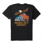 Seager Big Rig Tee At boltranchstore.com free shipping Black t-shirt with an eagle and truck graphic and 'Seager Grit Company' mens tee shirt summer shirt 4th of july shirt in stock