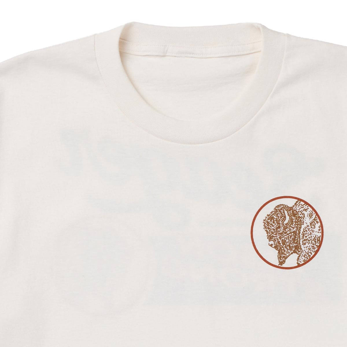 Seager Bison Premium Tee Vintage White left chest print on a medium weight crew neck western fashion Kamas