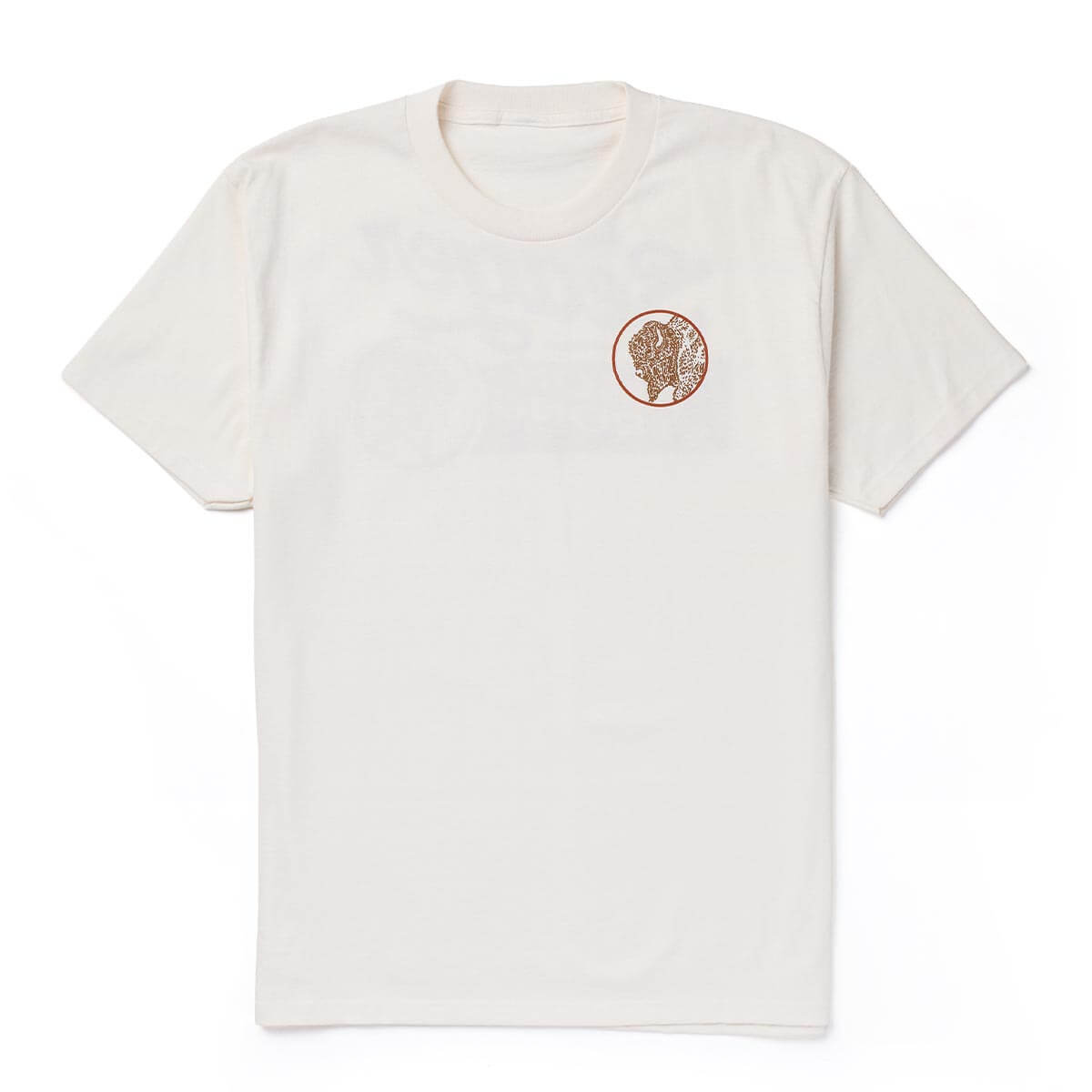 Seager Bison Premium Tee Vintage White bison graphic printed across the back ranch wear