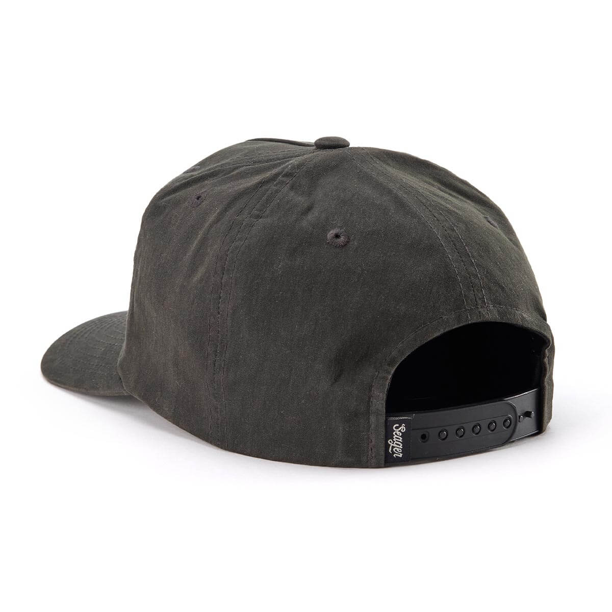 Seager Bison Waxed Snapback Black adjustable snap strap one size fits most Park City