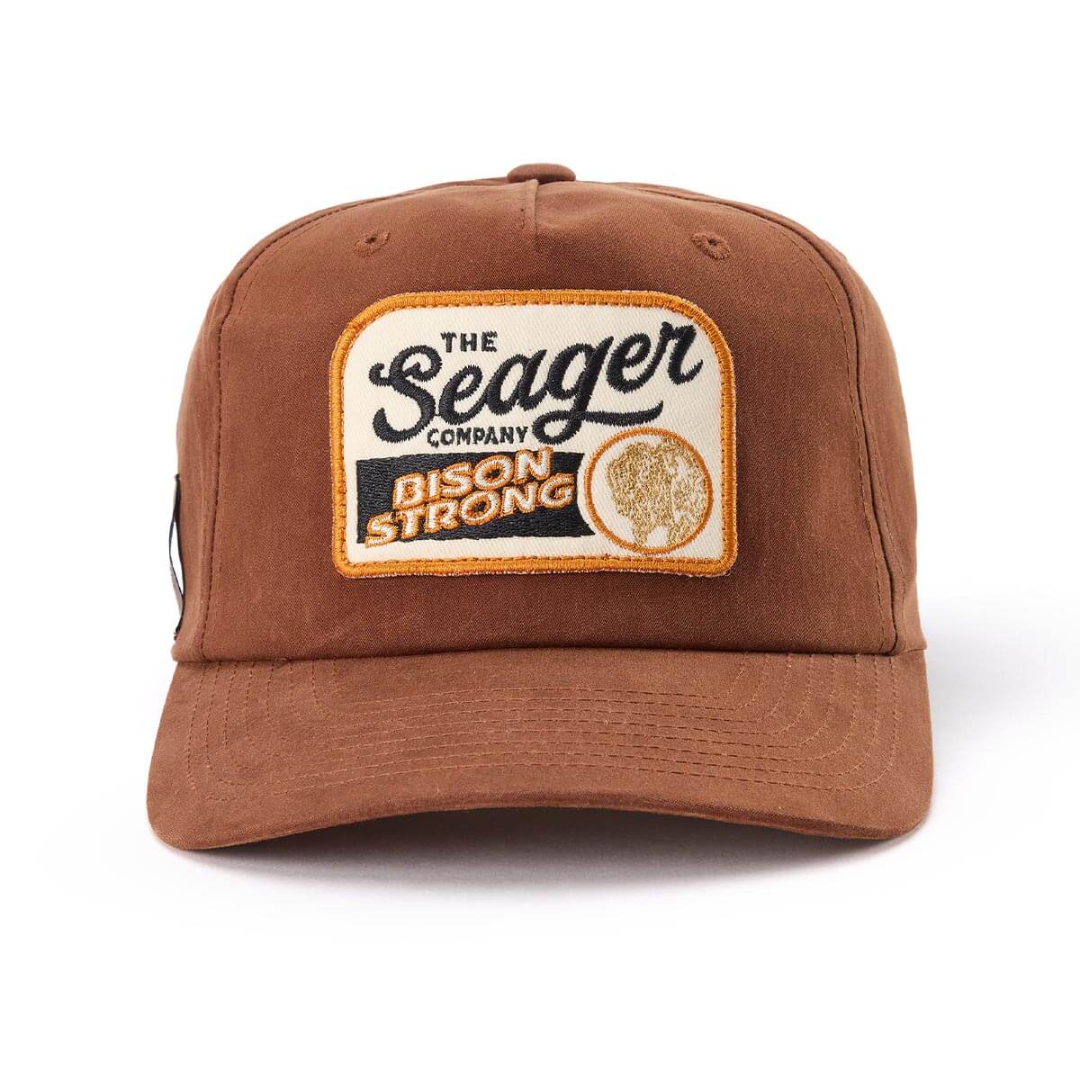 Seager Bison Waxed Snapback Brown medium profile structured crown ranch wear