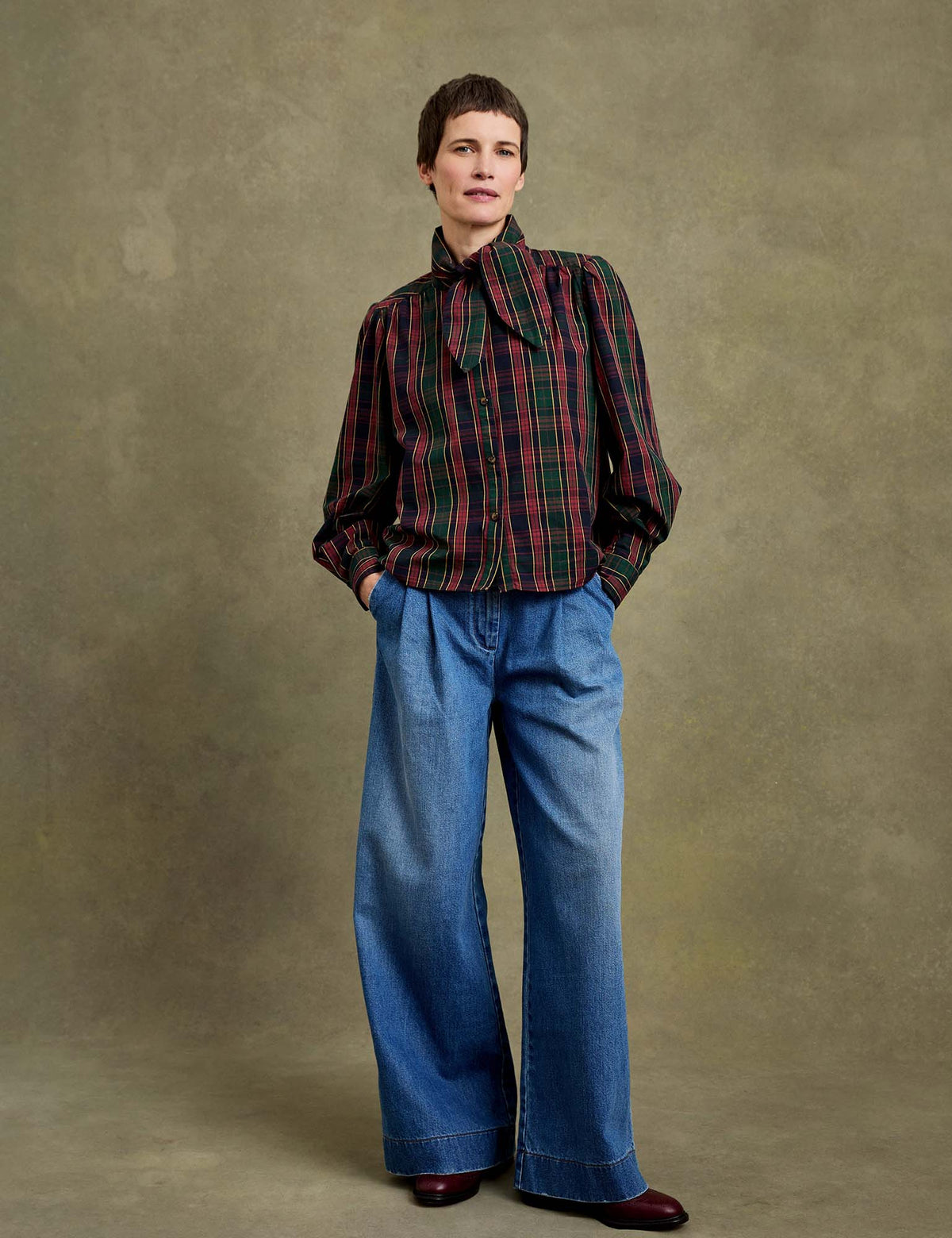Penelope Chilvers Blythe Blouse relaxed cut styled with wide leg denim ranch wear