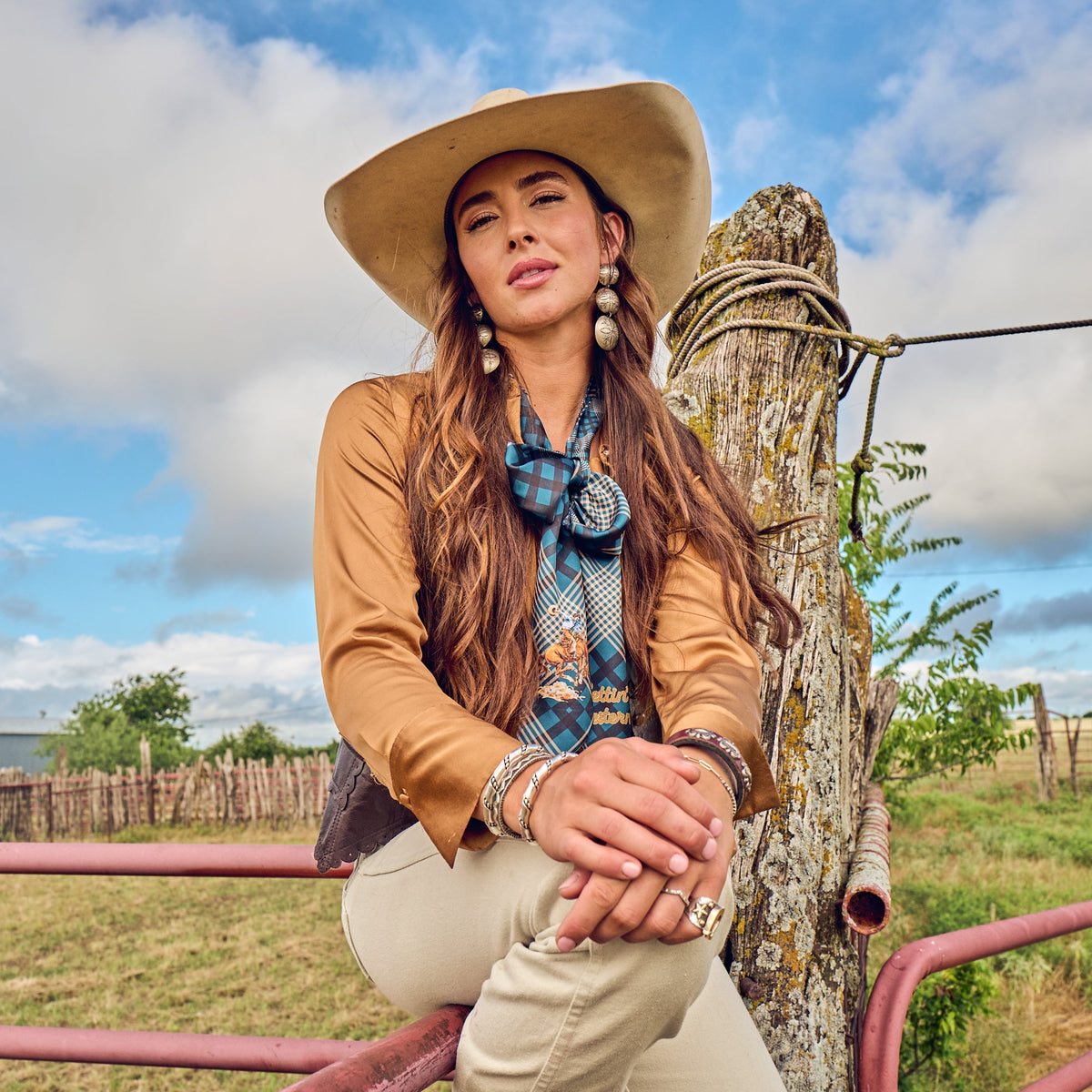 Fringe Scarves Boli Gettin Western Navy Plaid preppy meets western style for denim and boots cowgirl style