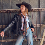 Fringe Scarves Boli Preppy Saddle Black Brown tied on a handbag as a bag accent Kamas