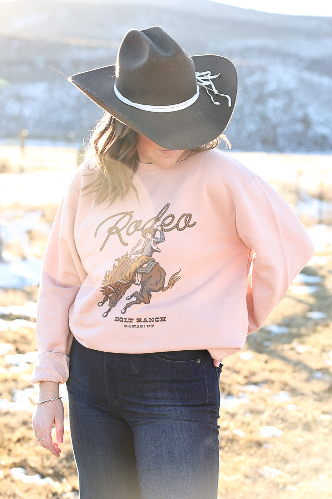 Bolt Ranch Mark Out Crewneck womens pink rodeo cowboy crew long sleeve sweatshirt popular viral new gear Bolt Ranch merch free shipping great gift
