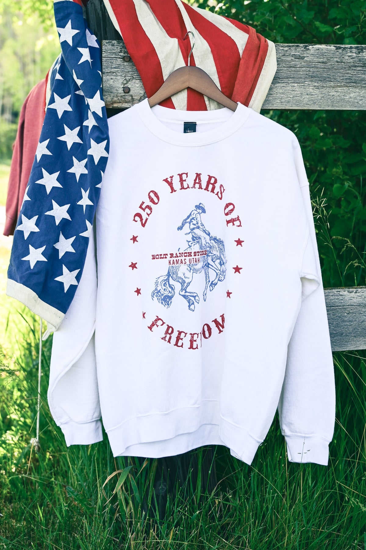 Bolt Ranch 250 Freedom Crewneck july america rodeo holiday summer Boltranchstore.com favorite sweatshirt mens womens matching kids