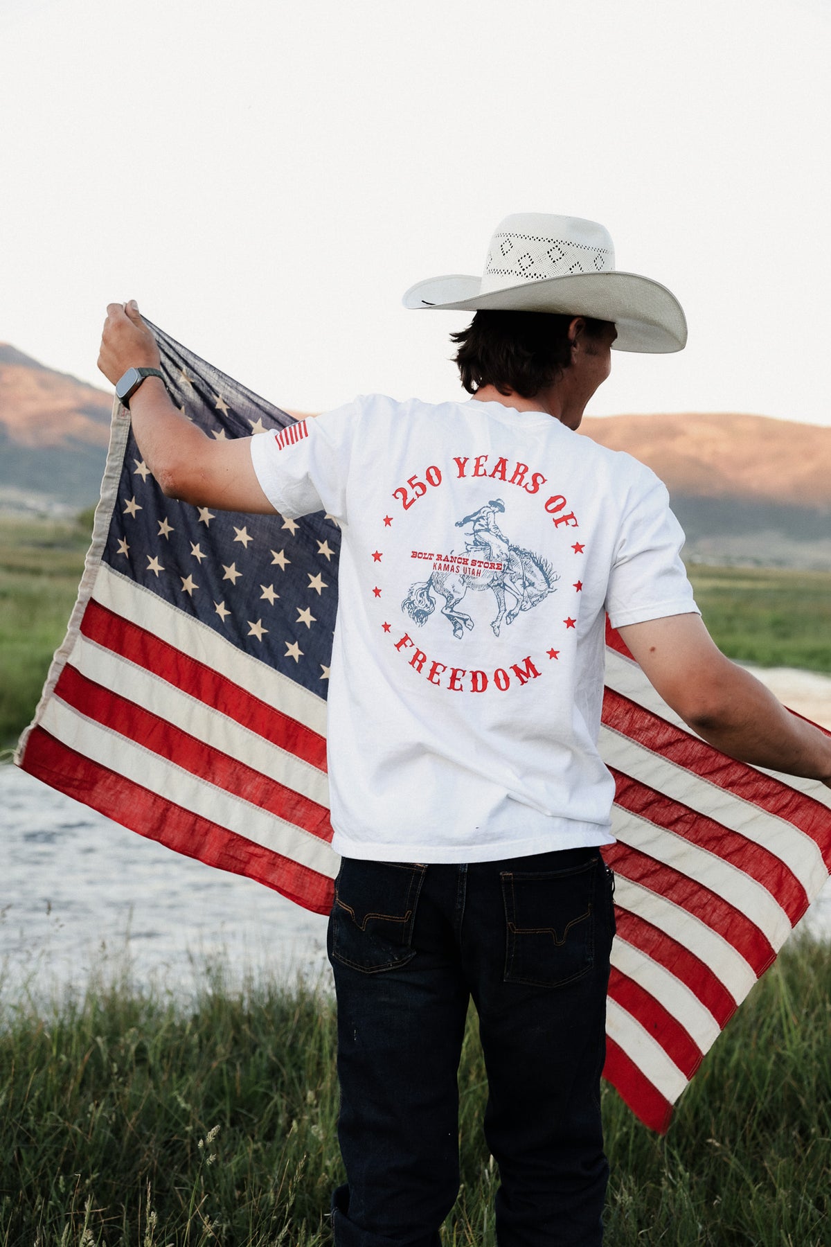 Bolt Ranch 250 Freedom Tee Shirt mens womens america 250 celebration t-shirt shirt tee t rodeo western style red blue summer 2026 Boltranchstore.com