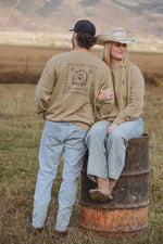 Bolt Ranch Bandana Crewneck unisex fit light brown top for men and women bolt ranch logo gear free shipping