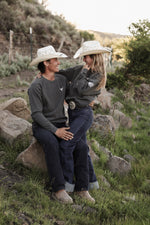 Bolt Ranch Eagle Crewneck pepper gray american rodeo Boltranchstore.com Free shipping summer crewneck mens womens utah cowboy western style
