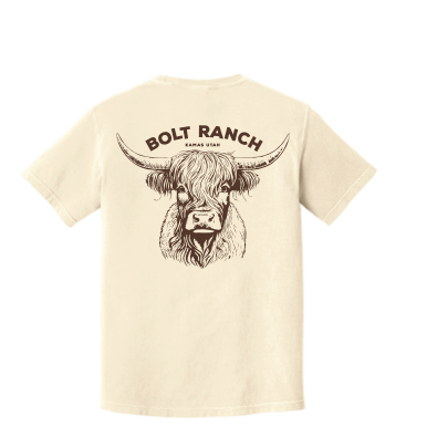 Bolt Ranch Highland Tee logo gear mens and womens unisex highland cow short sleeve tee bolt ranch store 