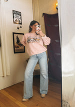 Bolt Ranch Pink Stampede Crewneck in a soft blush at boltranchstore.com