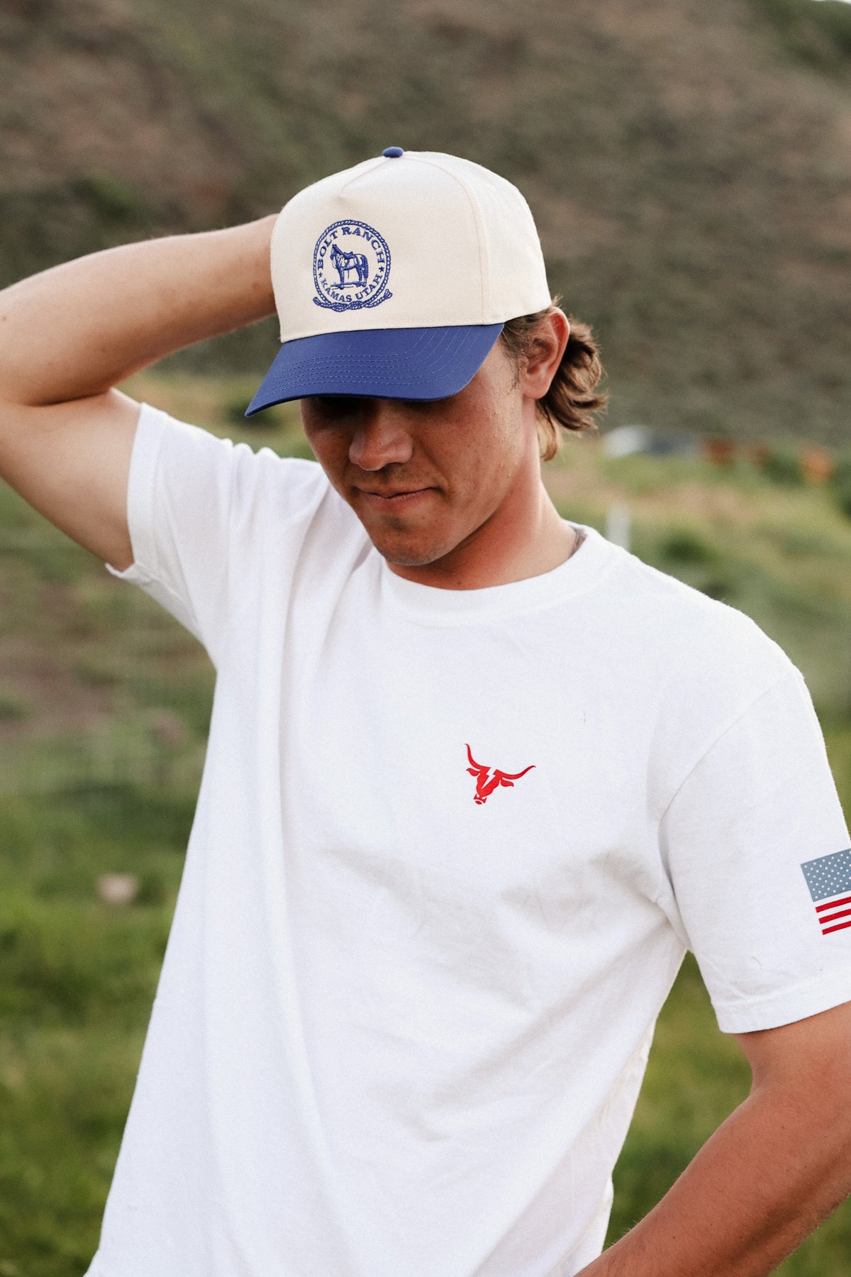 Bolt Ranch Standing Tall Twill Hat mens womens unisex blue canvas horse cowboy western style cowboy fashion cute ballerina farms utah Boltranchstore.com