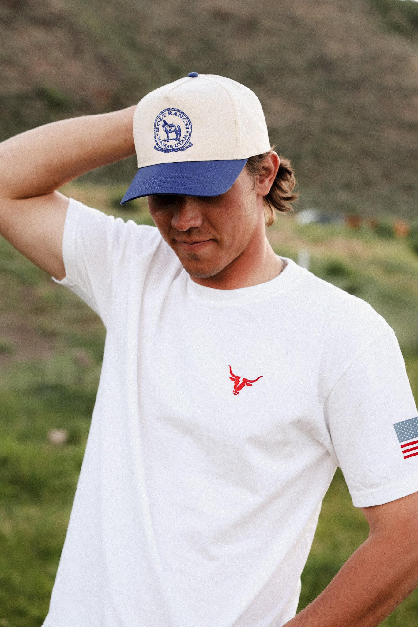 Bolt Ranch Standing Tall Twill Hat mens womens unisex blue canvas horse cowboy western style cowboy fashion cute ballerina farms utah Boltranchstore.com