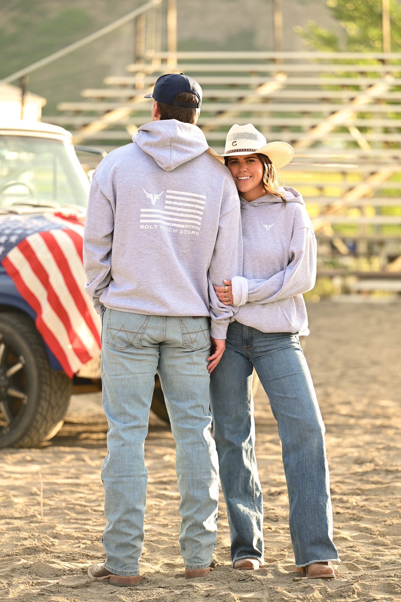 Bolt Ranch Stars And Stripes Hoodie gray american rodeo sweatshirt free shipping at Boltranchstore.com