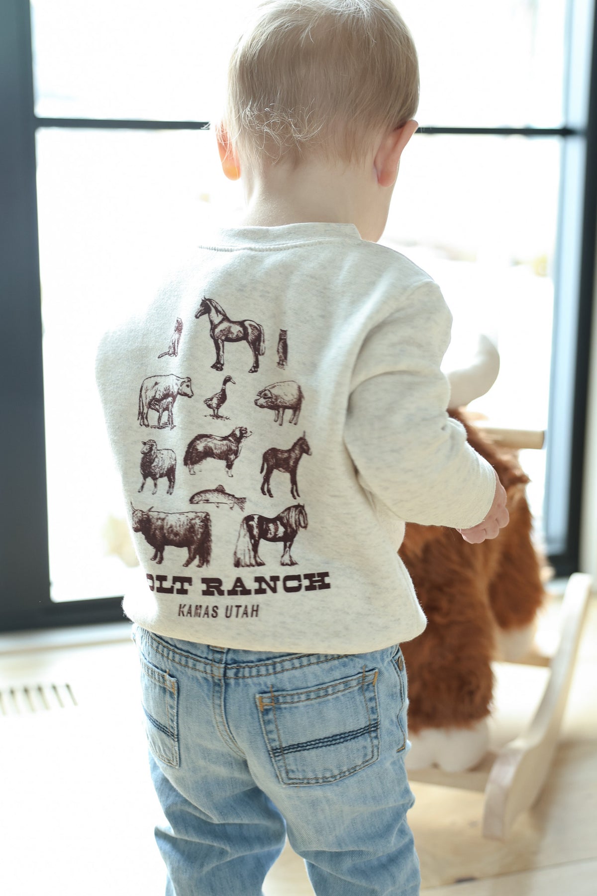 Bolt Ranch The Farm Toddler Crewneck boys girls baby kids toddler sweatshirt Bolt ranch merch cute farm animals horse cow pig fish donkey sheep free shipping