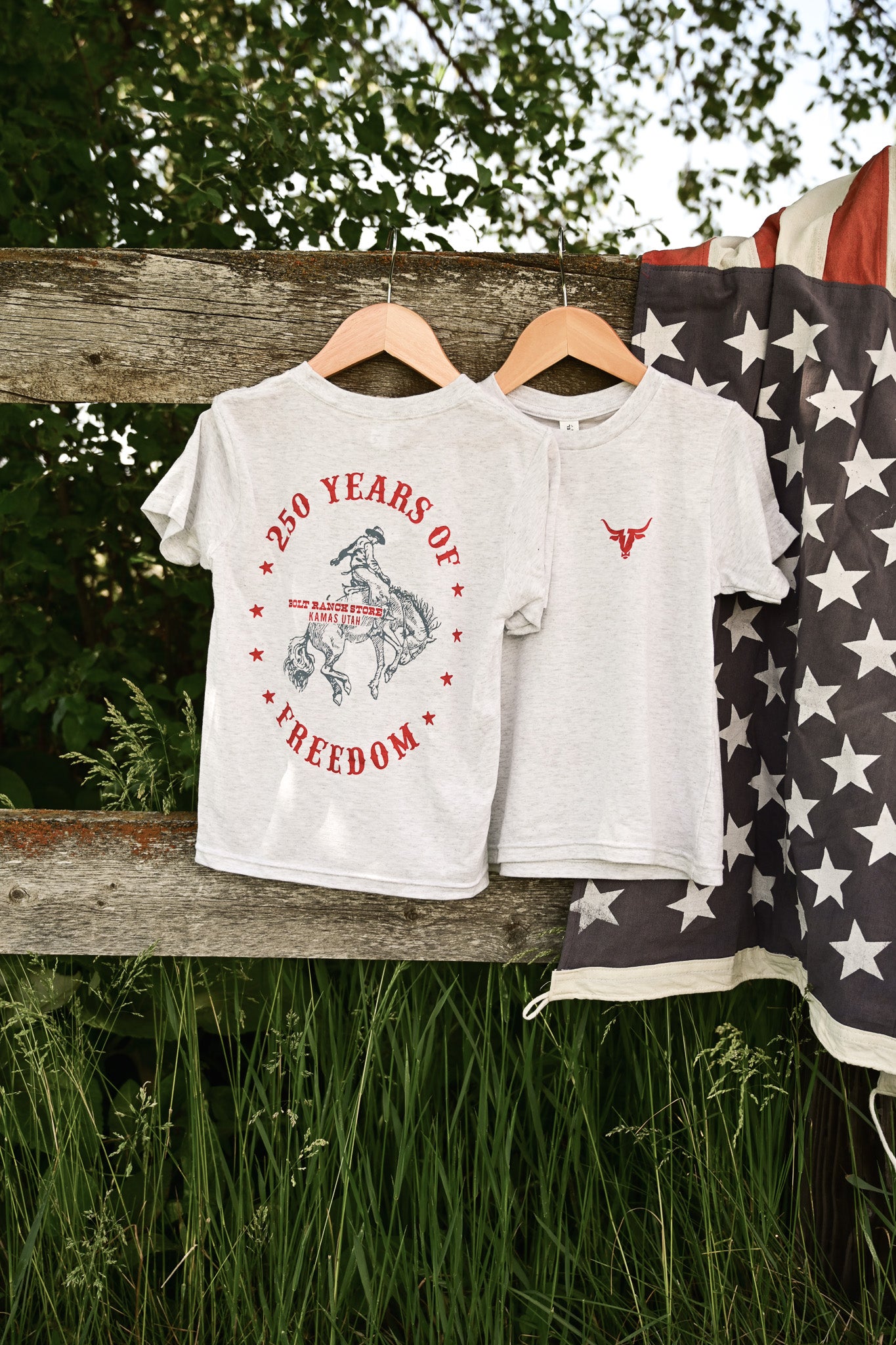 Bolt Ranch Youth 250 Freedom T Shirt kids preteen western cowboy america July 4 Boltranchstore.com Free Shipping
