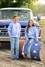 Bolt Ranch Youth Blue Skies Crewneck boys girls unisex western cowboy sweatshirt gift free shipping Boltranchstore.com rodeo
