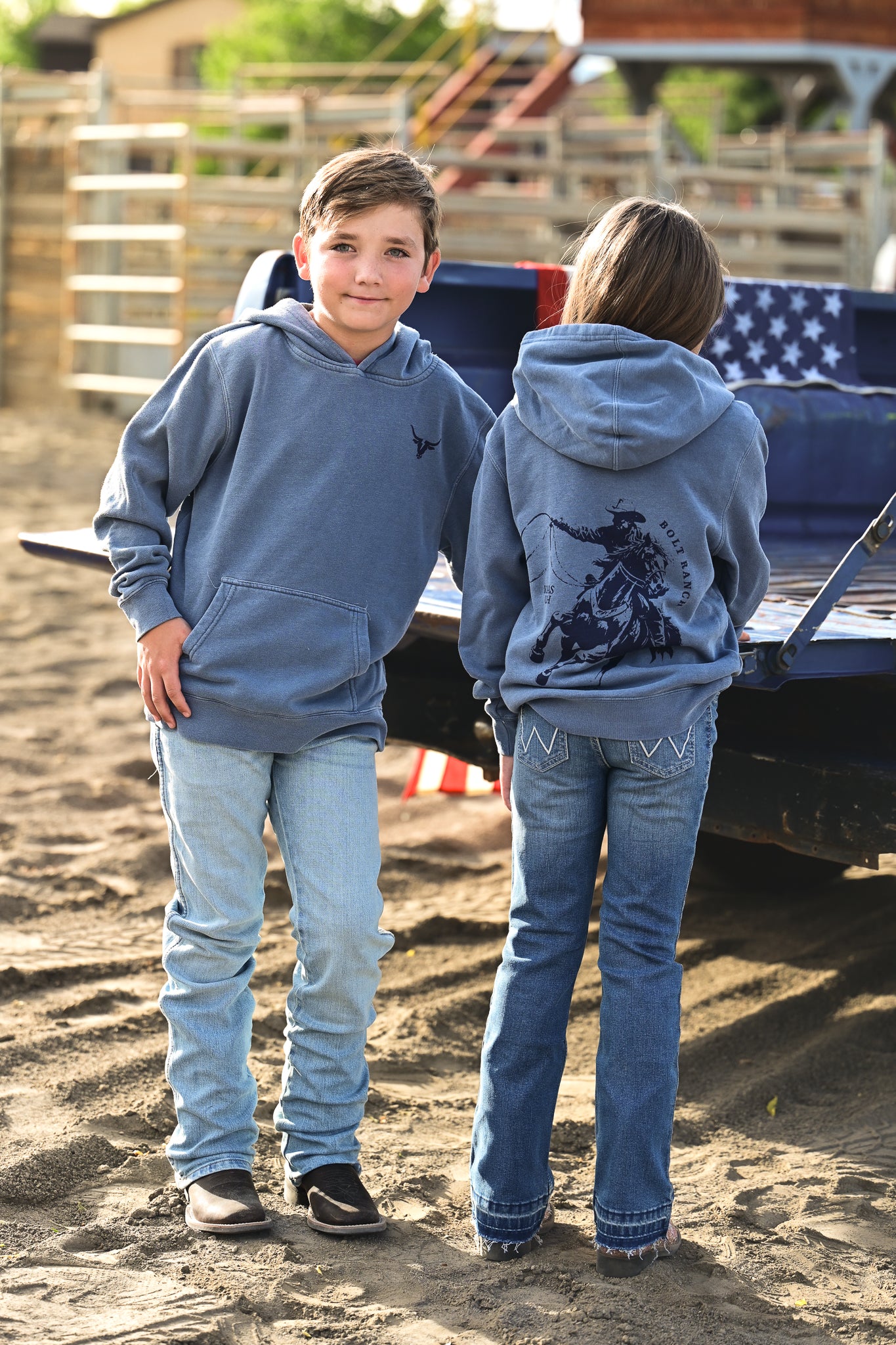 Bolt Ranch Youth Rider Hoodie kids blue western sweatshirt free shipping Boltranchstore.com