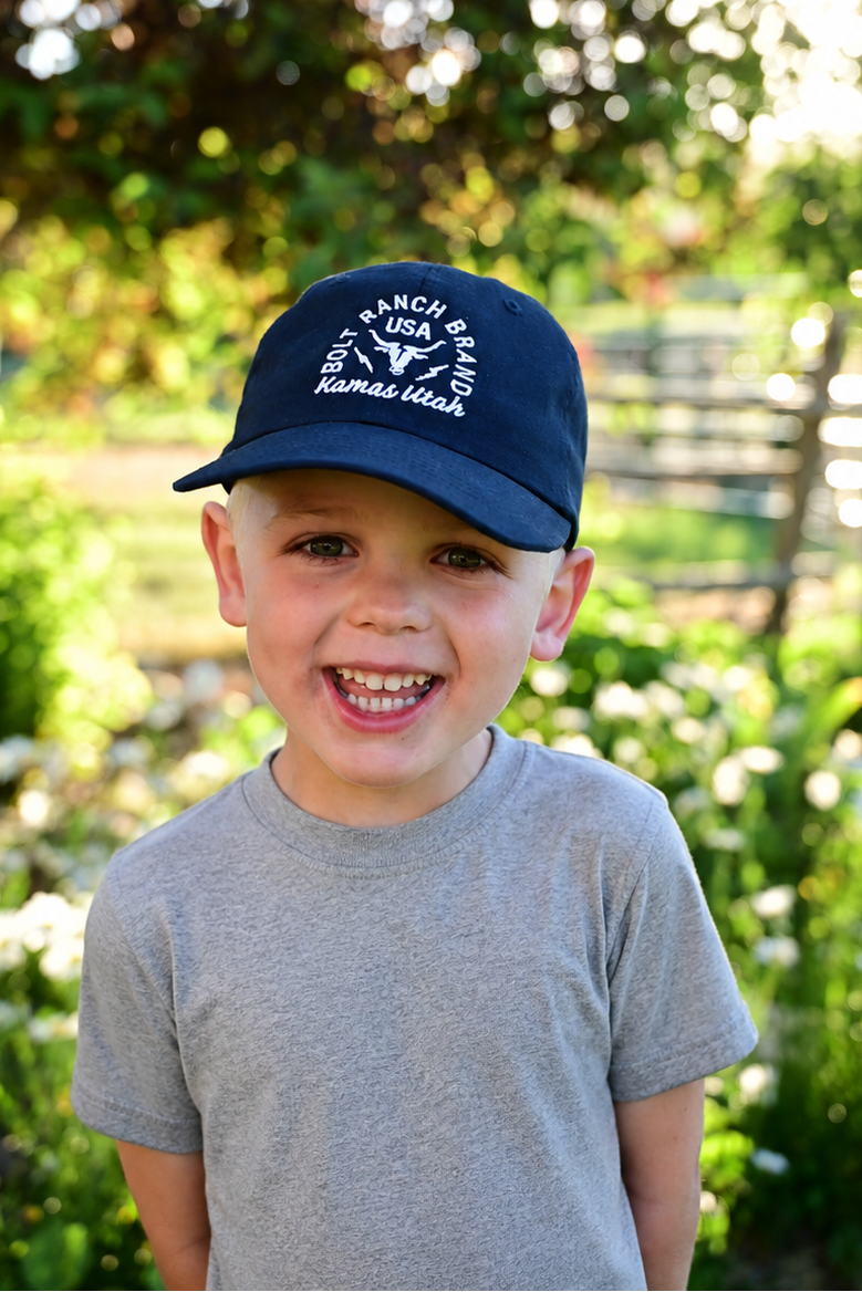 Bolt Ranch showdown youth dad hat navy kids toddler boys girl western fashion style cowboy Boltranchstore.com Free Shipping