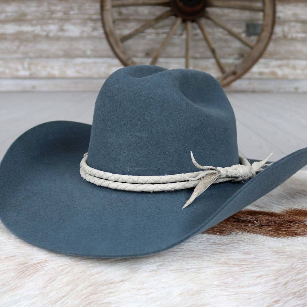 Bone Braided Leather Hat Band