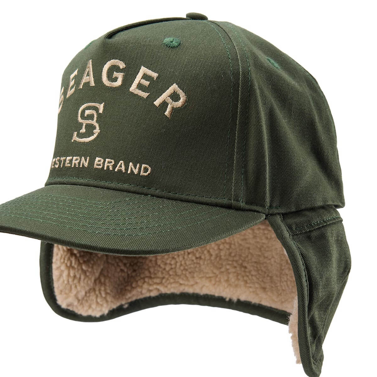 Seager Branded Flapjack Army sherpa lined ear flaps for warmth on demand western fashion Kamas