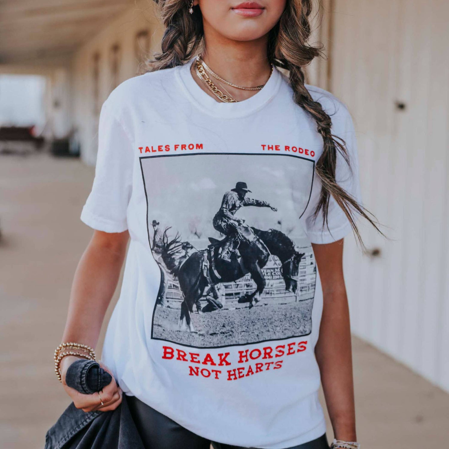 Break Horses Not Hearts Graphic Tee Buy at Boltranchstore.com western wear