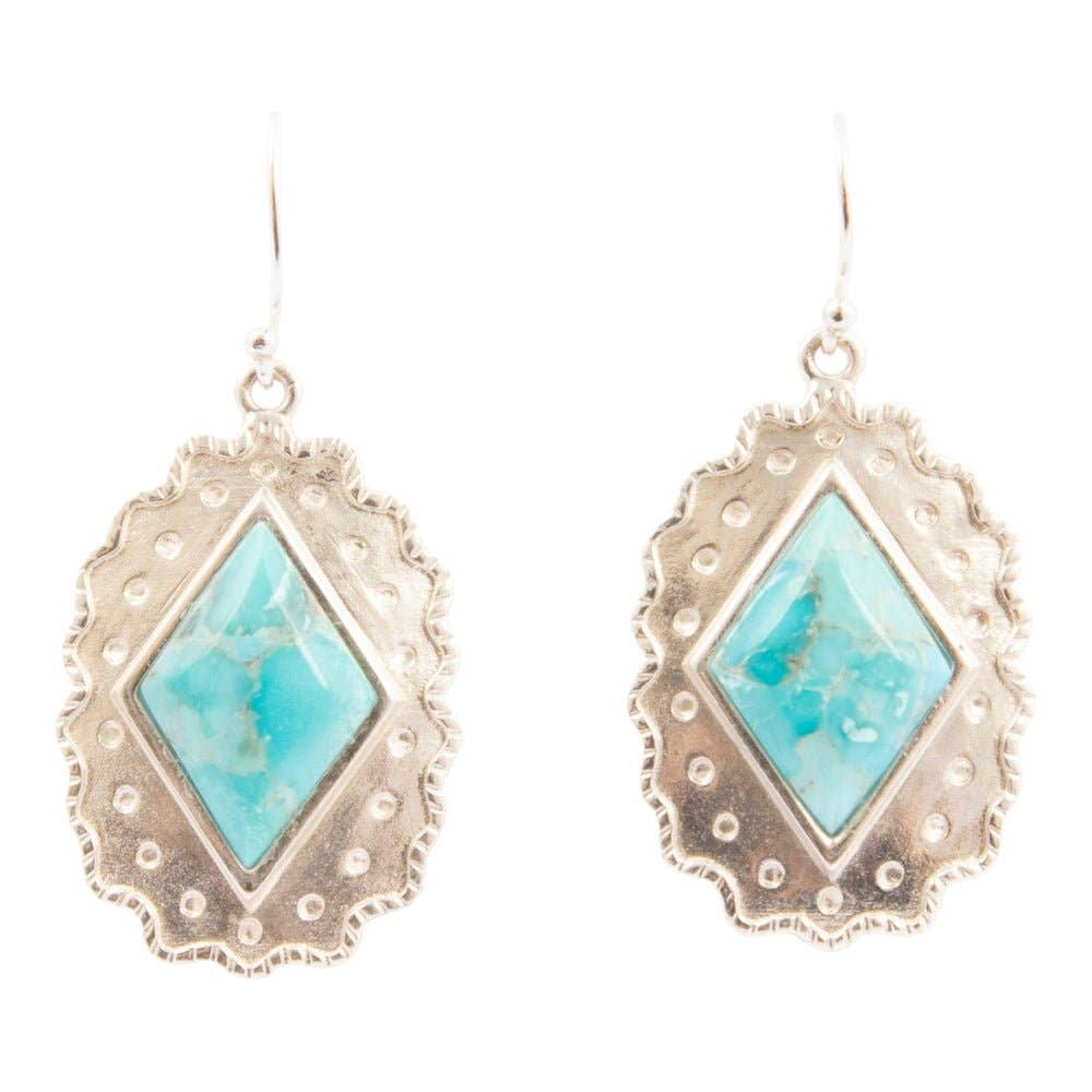 Bronco Blue Turquoise Sterling Silver Earrings buy at boltranchstore.com