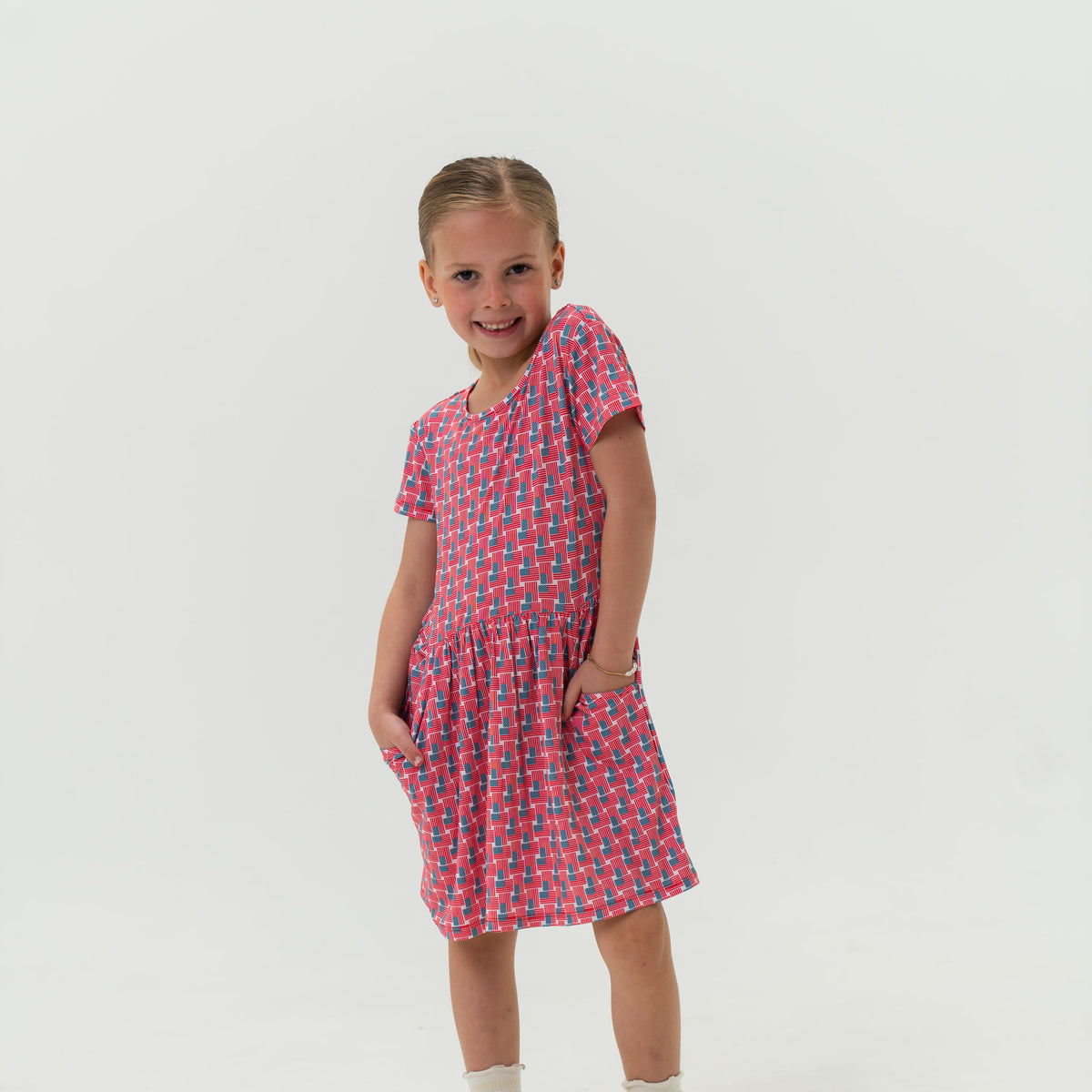 Youth Moxie Dress in American Flags
July Summer americana girls kids toddler dress at Boltranchstore.com